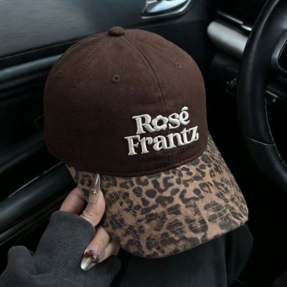 Letter Embroidery Leopard Print Baseball Cap